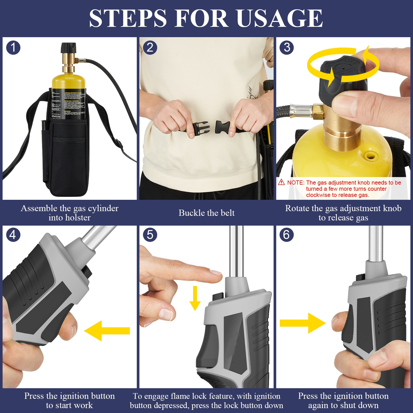 Torch Kit with Trigger Start Propane Torch Head, 5Ft Hose & Holster, Blow Torch for Brazing, Soldering, Welding, BBQ & Campfire, Propane Torch with Cylinder Clip Option (Cylinder Not Included)