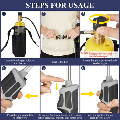 Torch Kit with Trigger Start Propane Torch Head, 5Ft Hose & Holster, Blow Torch for Brazing, Soldering, Welding, BBQ & Campfire, Propane Torch with Cylinder Clip Option (Cylinder Not Included)