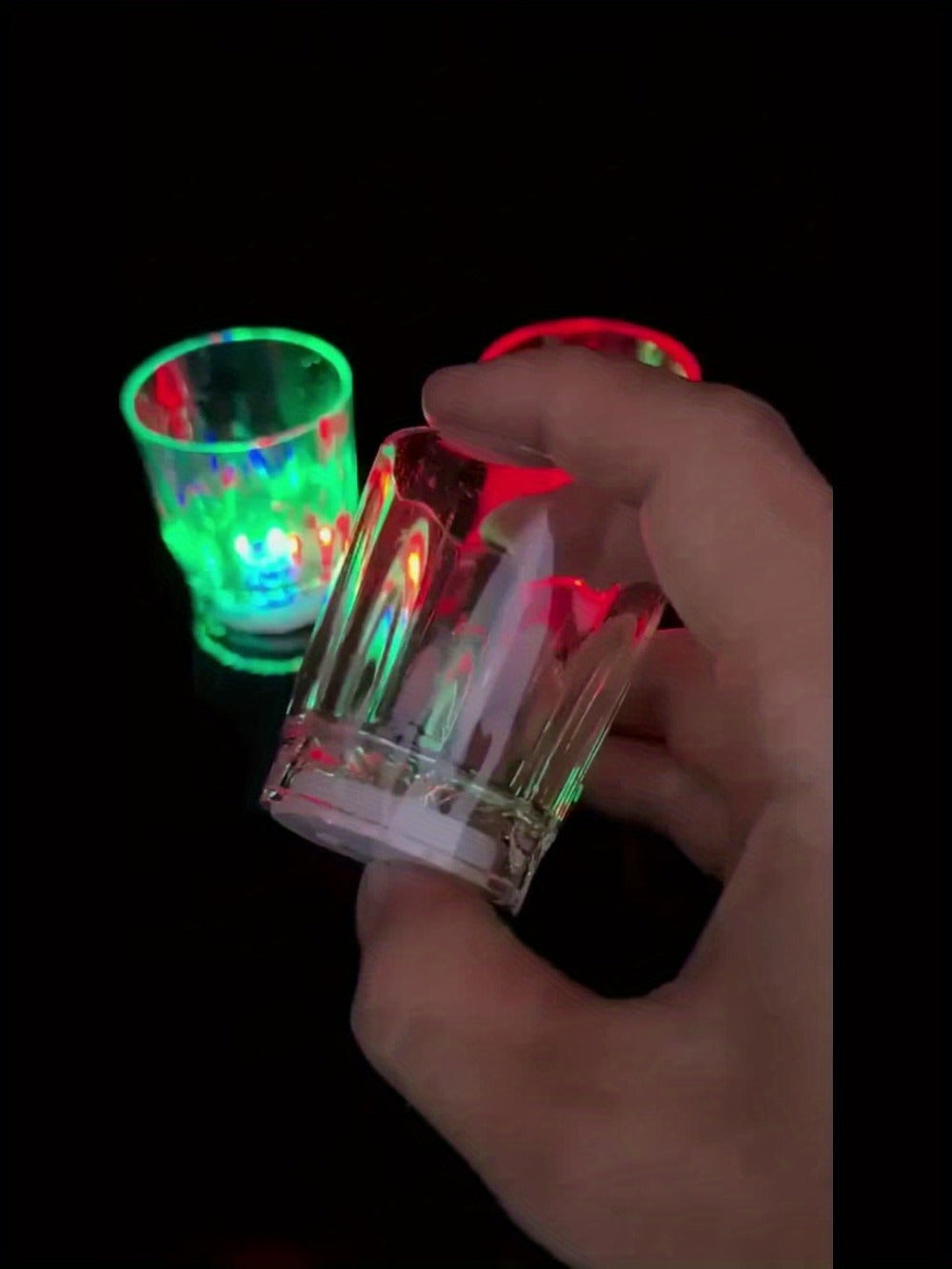 LED Light-Up Party Cup Set with 12 or 15 Short 2 oz Plastic Tumblers in Mixed Color Designs