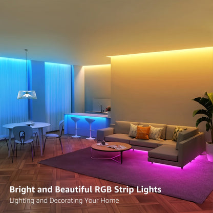 LED Strip Light RGB Room Kit in 50ft or 100ft Lengths with Remote Control, Dimming and Multi-Mode Color Effects