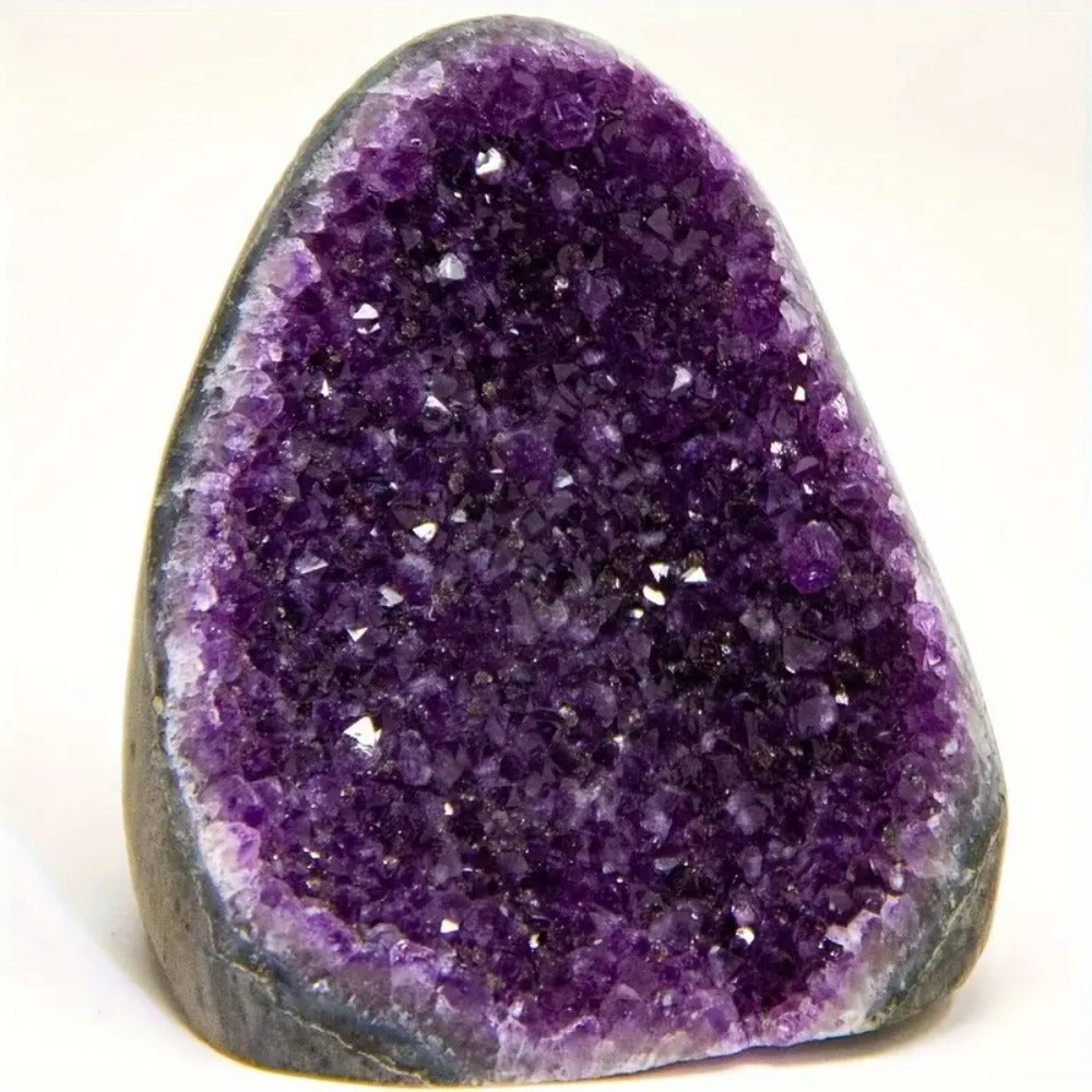Purple Crystal Geode-Style Decor Cluster with Three Weight-Range Options and Polished Display Edges
