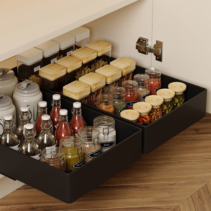 Pull-Out Cabinet Organizer with Sliding Storage Tray in White, Black or Grey for Shelf Organization