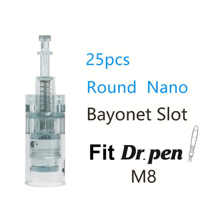 Dr. Pen M8 Replacement Cartridges 25Pcs - 16/36 Pins & Round Nano