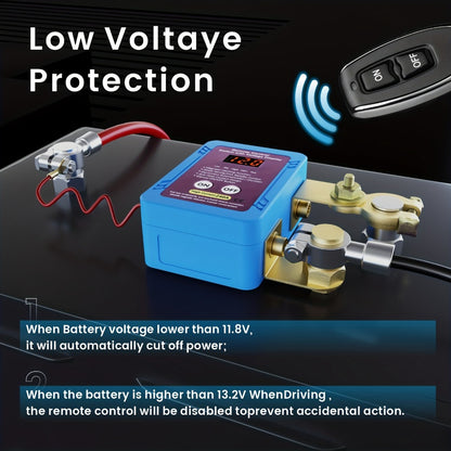 Battery Disconnect Switch 12V 240A – Smart LED Voltage Display Kill Switch, Anti-Theft Battery Drain Prevention for Car Truck RV (Wired Control, No Wireless on Main Body)