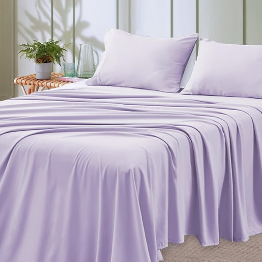 Bed Sheet Set Microfiber with Size-Dependent 3- or 4-Piece Contents, Four Bed Sizes and Eleven Colors