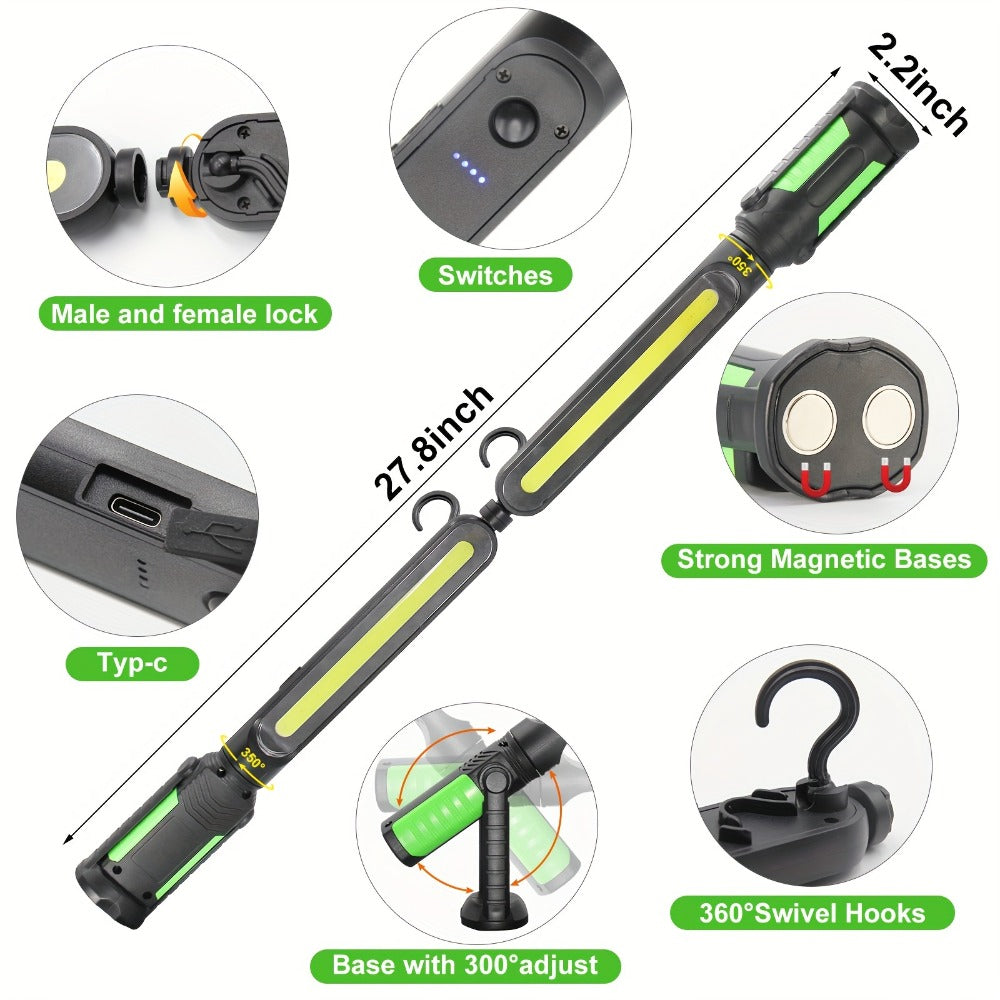 Rechargeable Magnetic LED Work Light with Swivel Hook, Sensor-Control or Standard Floodlight Options