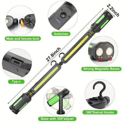 Rechargeable Magnetic LED Work Light with Swivel Hook, Sensor-Control or Standard Floodlight Options