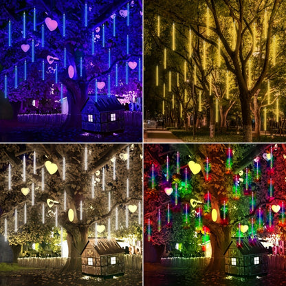 Solar Meteor Shower Tube Lights with 192 LEDs and Warm, Multicolor or Blue Checkout Options