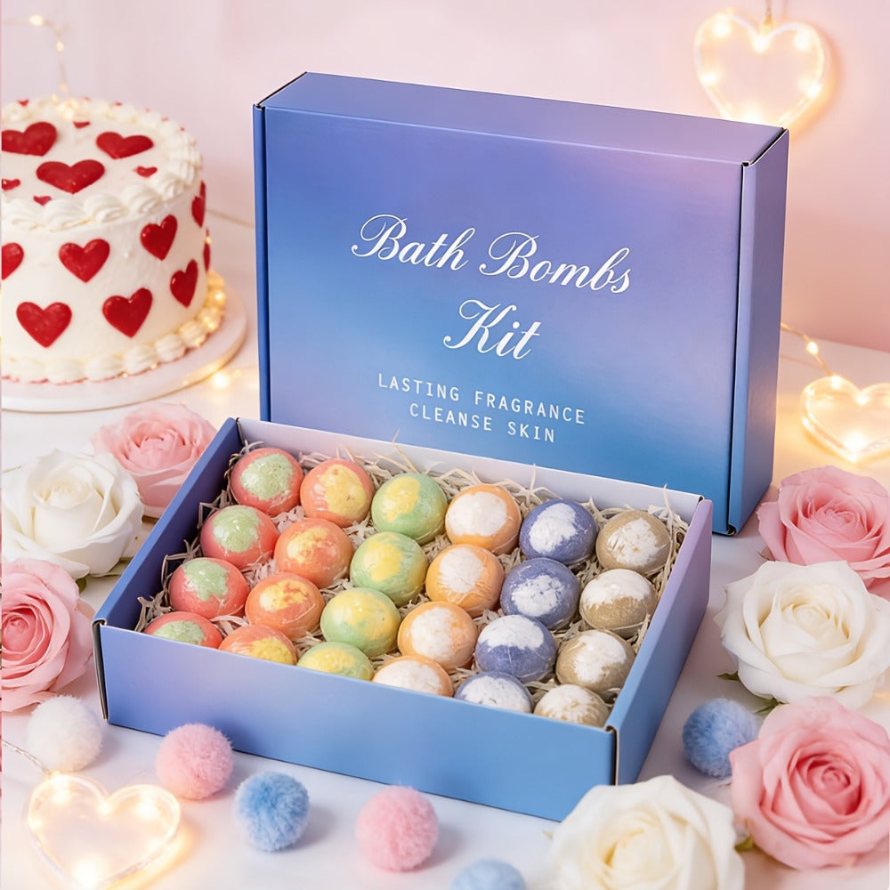 Bath Bombs Gift Set 24 Pack Handmade with Essential Oils - Luxury Bubble Bath Fizzes 20g Each, Moisturizing Spa Bombs for Women, Wife, Girlfriend, Birthday, Christmas & Anniversary Gift