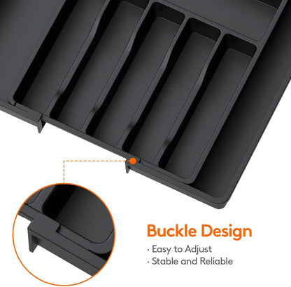 Expandable Eight-Compartment Drawer Organizer for Cutlery with Black, Grey or White Color Options