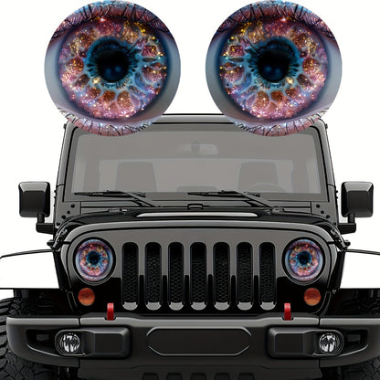 3D Beast Eye Headlight Stickers – Funny Car Headlight Decals for Jeep Round Headlights, Truck Body, Bumper & Window Decoration, Reusable PVC Glossy Stickers (1 or 2 Pairs)