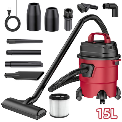 Wet Dry Vacuum Cleaner High-Power Bucket Type 5.28 to 6.6 Gallon Super Suction for Car and Home Dual-Use Cartridge Filter 40dB Quiet Motor Large Capacity Upgraded Deluxe Edition with Accessories