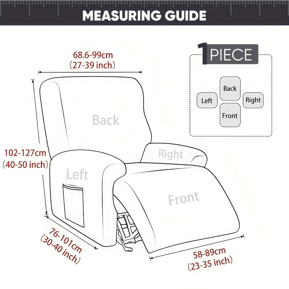 Recliner Slipcover Set, Four-Piece Polyester-Spandex Cover with Side Pocket in Ten Printed Options