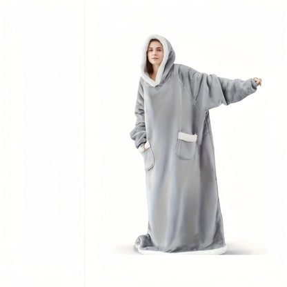 Hooded Wearable Blanket – Double-Sided Flannel Suede Hoodie Blanket for Women & Men, 500gsm Oversized Warm Cozy Sweatshirt