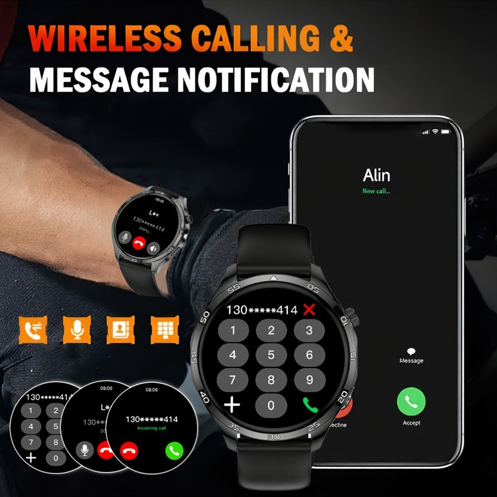 Smart Watch Round Display with Wireless Calling, LED Flashlight, Remote Camera Control and Two Colors