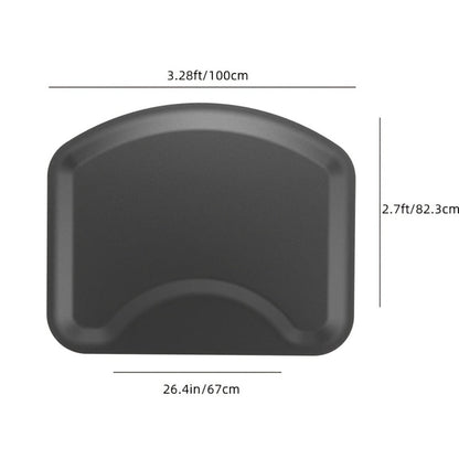 Salon Floor Mat with Round Chair Cutout, Raised Edge and Wide Black Standing Surface for Barber Stations