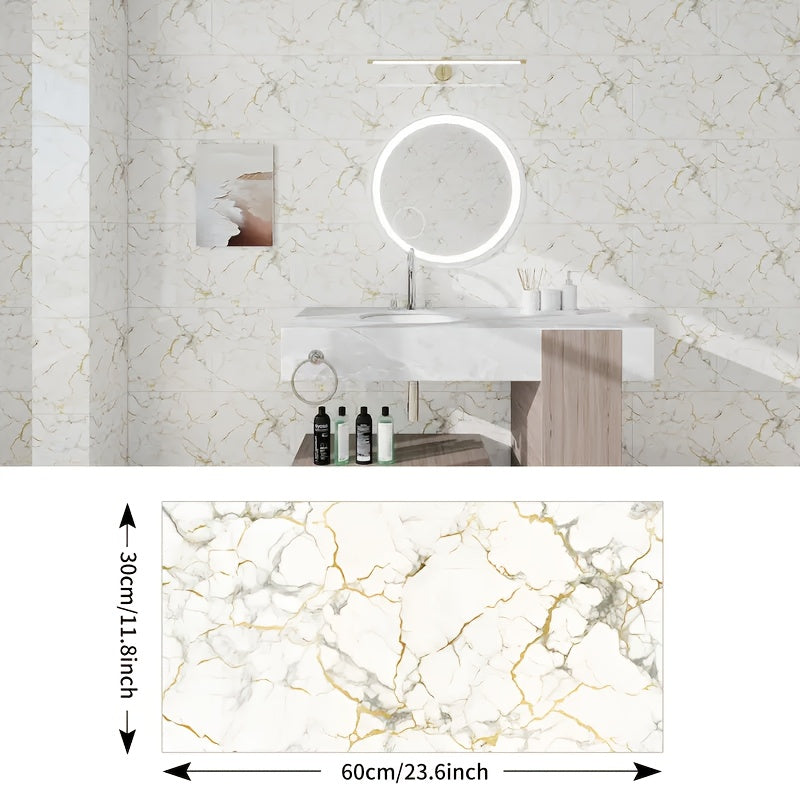 Marble-Pattern Wall Panel Set with 20- or 40-Piece Packs, Eight Codes and 11.81 x 23.6-Inch Tiles