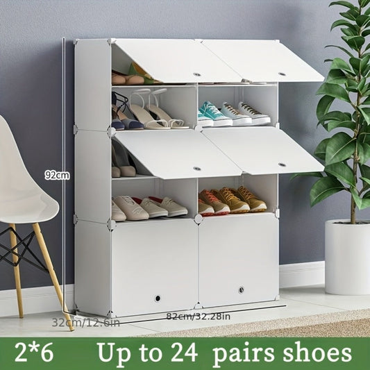 Shoe Rack Organizer Free Standing – Shoe Storage Cabinet for Boots, Slippers & High Heels | 2×6 / 3×8 Tier Shoe Shelf for Closet, Bedroom, Entryway & Hallway | White, Translucent & Black Options
