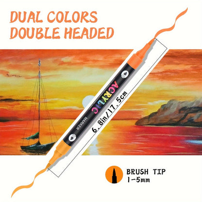 Double-Ended Acrylic Paint Pen Set with Brush and Fine Tips in 48- or 72-Piece Checkout Options