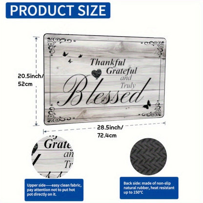 Stove Top Cover Heat Resistant Scratch-Proof 28.5x20.5" - Thankful Grateful Blessed Kitchen Decor Glass Protector Mat for Cooktops, Ovens, Washers & Dryers, Easy-Clean Multipurpose Noodle Board
