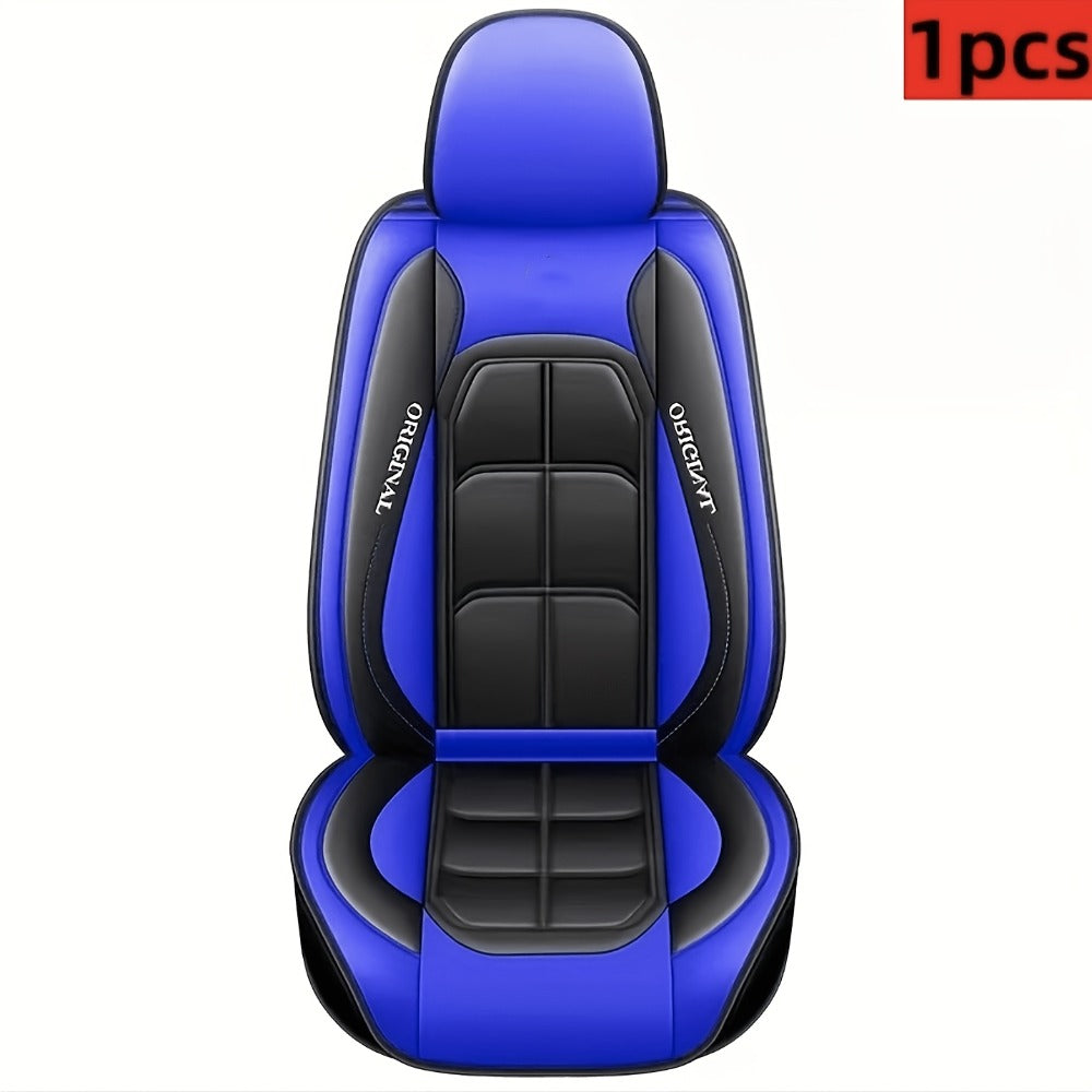 Car Seat Covers Sporty Faux Leather Full-Coverage Front Seat Design in Green or Blue Options