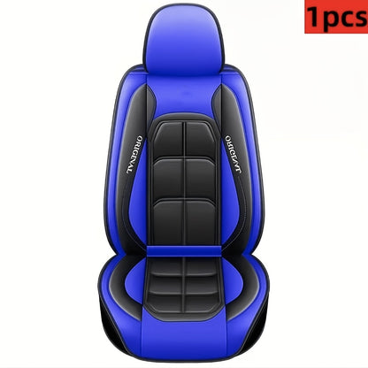 Car Seat Covers Sporty Faux Leather Full-Coverage Front Seat Design in Green or Blue Options