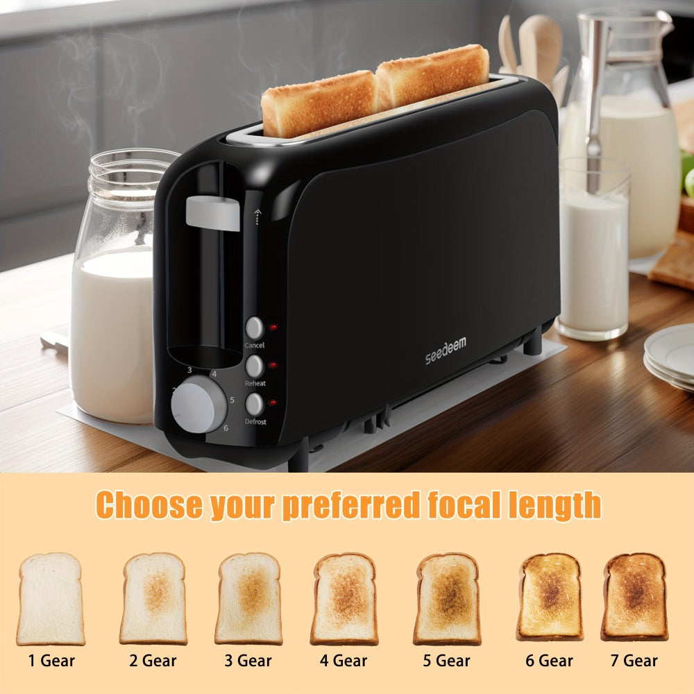 2-Slice Toaster Slim Ultra-Thin Design – 6 Browning Settings, 10" Long Slot, Reheat & Defrost Functions, Auto Shut-Off, Removable Crumb Tray, 6 Colors Available