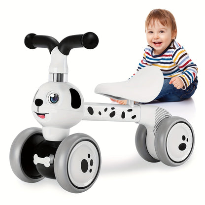 Baby Balance Bike 4 Wheels for Toddlers Ages 10+ Months Animal Design No-Pedal Push Bike First Birthday Gift Boys Girls Pink Rabbit Tiger Dinosaur
