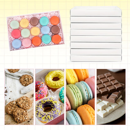 50-Pack White Pastry Presentation Boxes with Full Clear Lids and Pictured 9.5 x 6 x 1.2-Inch Size