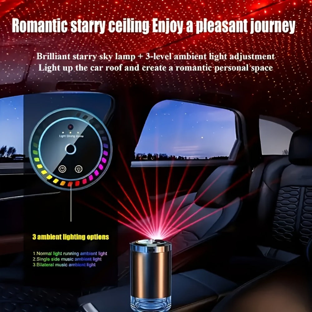 Car Aroma Diffuser - Smart In-Car Essential Oil Diffuser with Ambient RGB Light & Starlight Projection, Auto On/Off, Long-Lasting Natural Fragrance for Car, Home & Office (Gardenia or Cologne Scent)