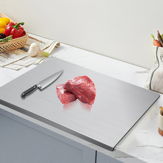 Stainless Steel Cutting Board Large Extra Thick 304 Food Grade Metal Chopping Board Non-Slip Butcher Block for Kitchen Meat Vegetables Fruits with Juice Groove