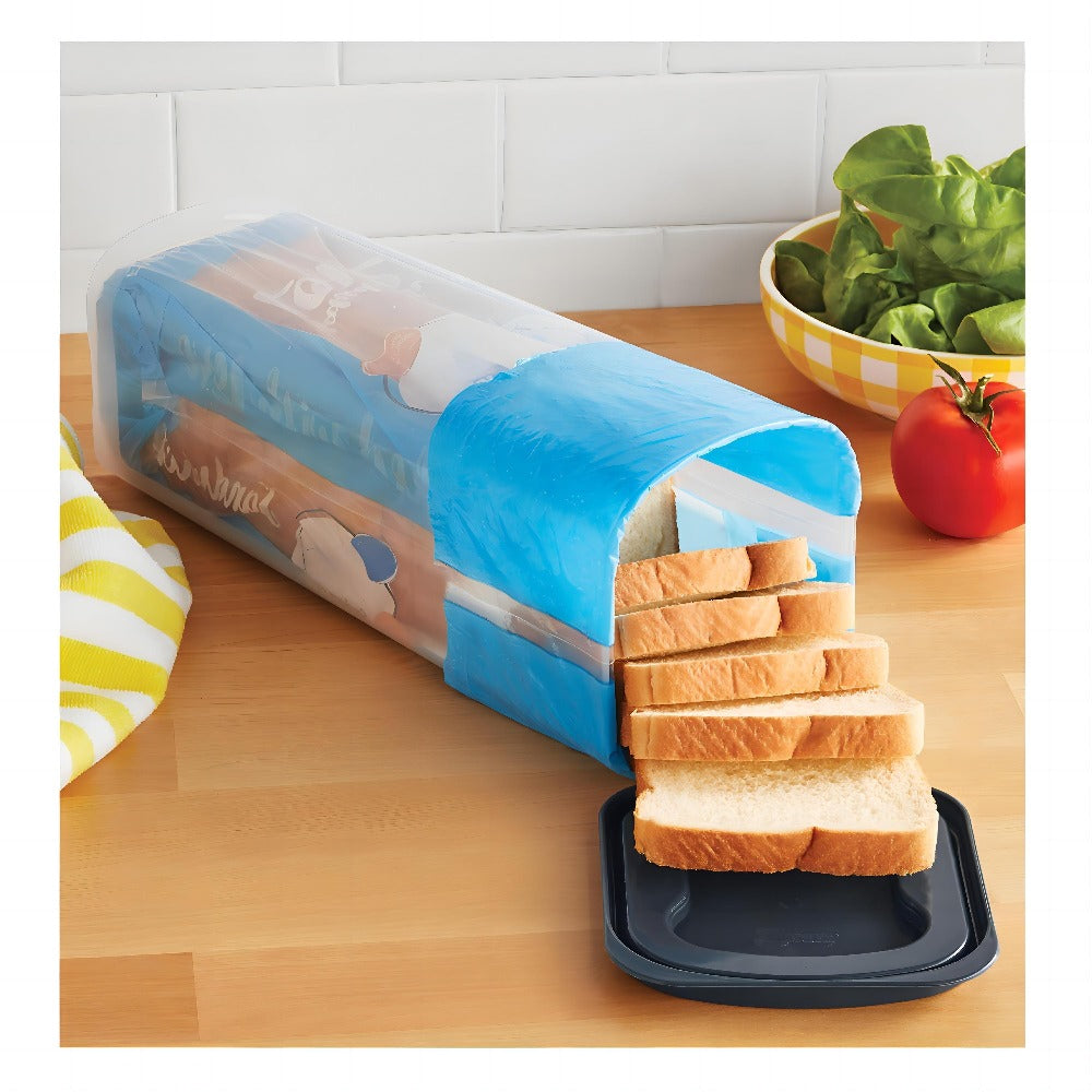 Food Storage Container Bread Box with Clear Rectangular Body, Flip-Top Lid and Red or Black Selection
