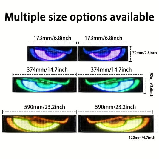 Programmable LED Demon Eyes Sign 2 Pack App Controlled - Synchronized Flashing, Scrolling Text Display, USB Powered for Car, Party, Store Signage, Concert & Gaming Setup (Medium / Large)