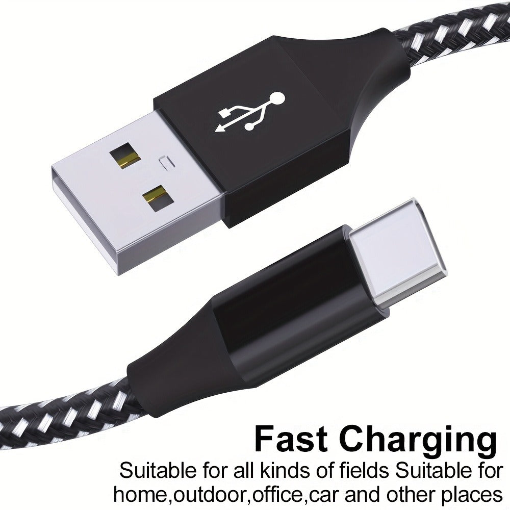 5-Pack USB-C Cable Nylon Braided Fast Charging, Multi-Length 3.3/3.3/6.6/6.6/10ft, Compatible with iPhone 15 16 Pro Max, iPad Pro, Samsung Galaxy Tab S9, Google Pixel, LG, Sony, OnePlus, Black & White