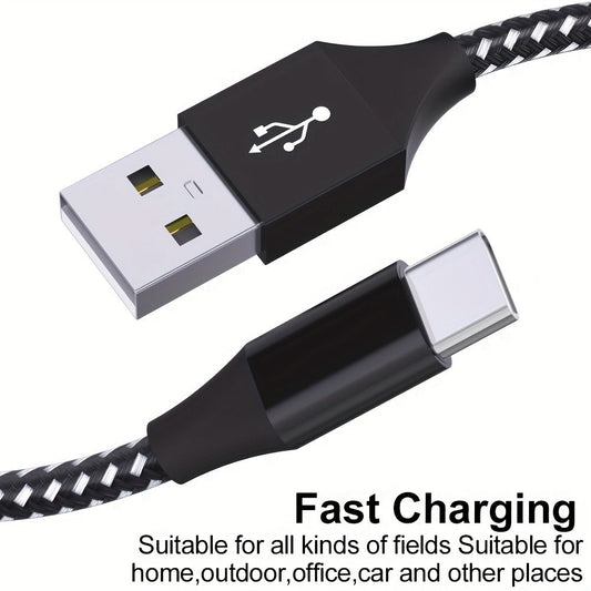 5-Pack USB-C Cable Nylon Braided Fast Charging, Multi-Length 3.3/3.3/6.6/6.6/10ft, Compatible with iPhone 15 16 Pro Max, iPad Pro, Samsung Galaxy Tab S9, Google Pixel, LG, Sony, OnePlus, Black & White