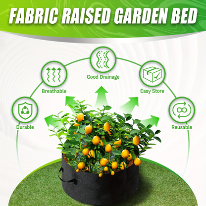 Round Divided Fabric Raised Grow Bed with Handles in 24-, 36-, 48- or 60-Inch Diameter Options
