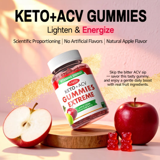 Apple Cider Vinegar Gummies Vegan Keto with Beet Juice & Vitamin B12 — ACV Supplement for Digestion Antioxidant & Metabolism Support Apple Flavour | 60 Gummies 1 or 2 Bottle Options