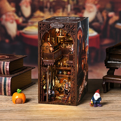 Dwarf’s House Book Nook Kit KT01 with 275-Piece Fantasy Workshop Scene, Warm Light and Sensor Switch