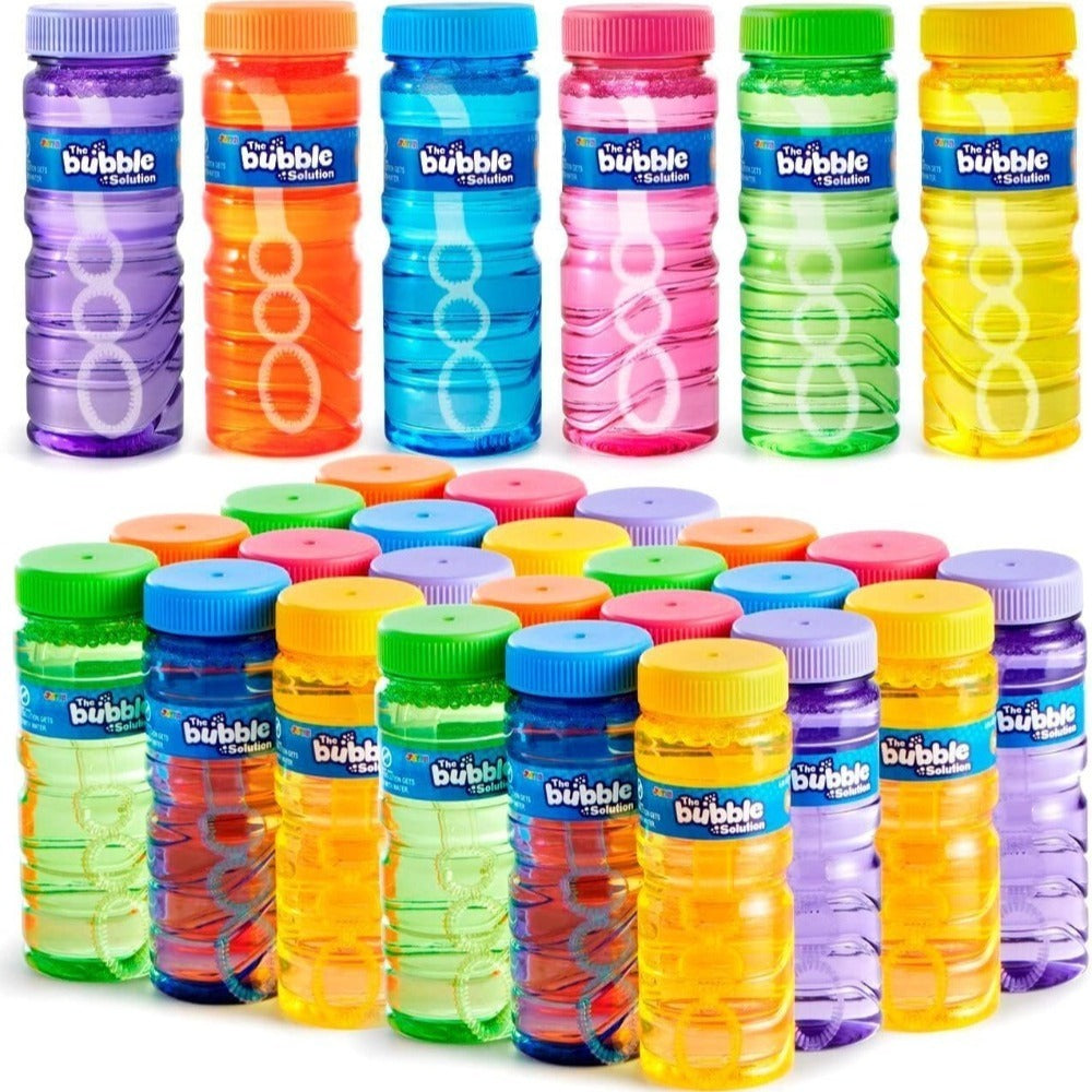 Bubble Bottles with Wands 6 12 or 24 Pack – 4oz Bubble Solution Kids Party Favors for Birthday Goodie Bags, Outdoor Summer Play, Wedding Send-Off Favors & Classroom Giveaways