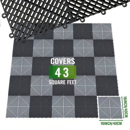 Garage Floor Tiles 25Pcs – Interlocking Plastic Mesh Spliced Floor Mats for Car Wash Auto Detailing Garage Flooring, 5 Colors Available