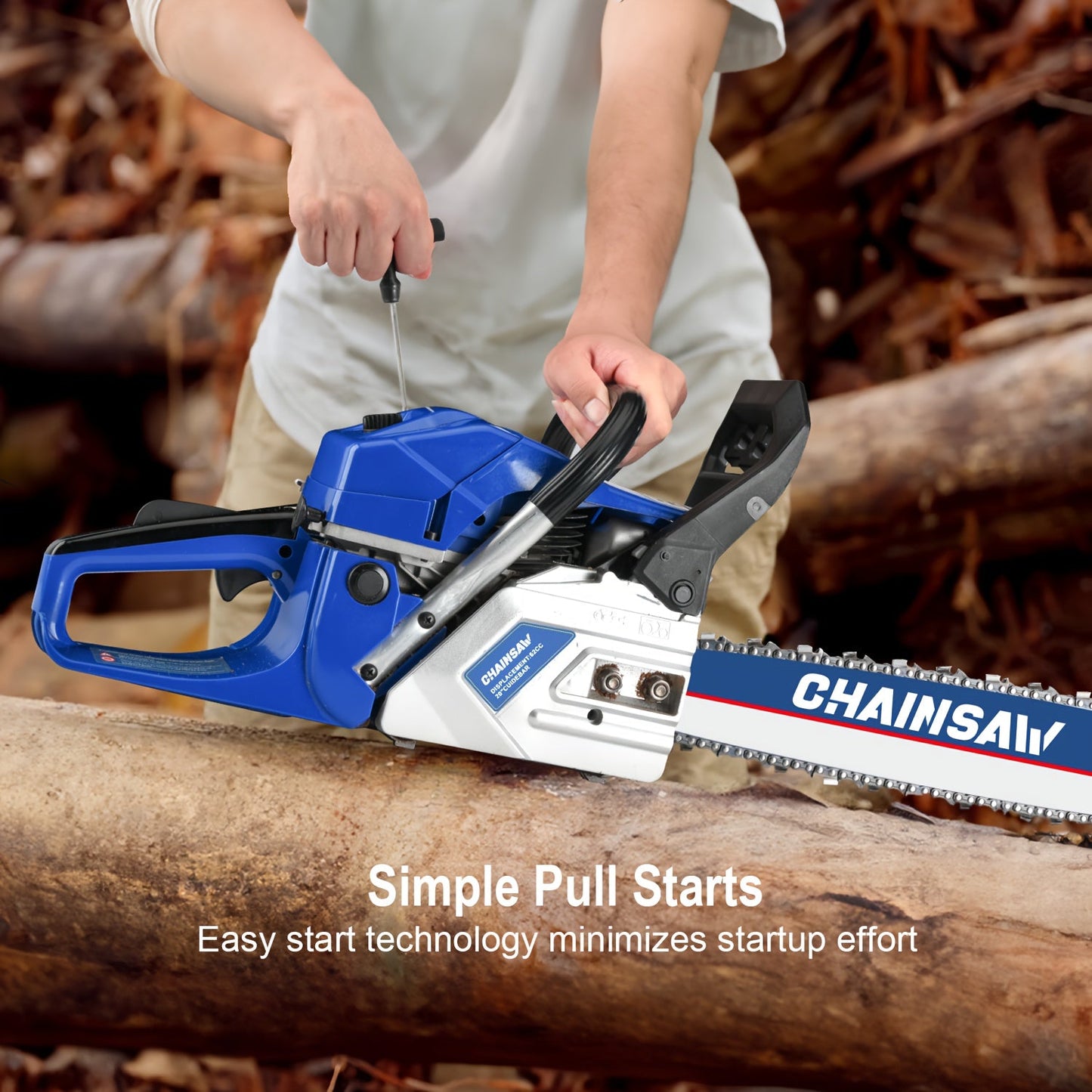 62CC 20-Inch Gas Chainsaw Kit in Five Colors with Bar Cover, Tool Pouch and Fuel Container