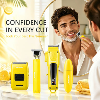 Hair Clippers & Trimmers WEEME Four-Piece Set with Clipper, T-Blade, Foil Shaver, Nose Trimmer and Two Colors