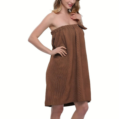 Women's Bath Wrap in Orange, Yellow, Pink or Green Checkout Colors with Adjustable Closure Detail