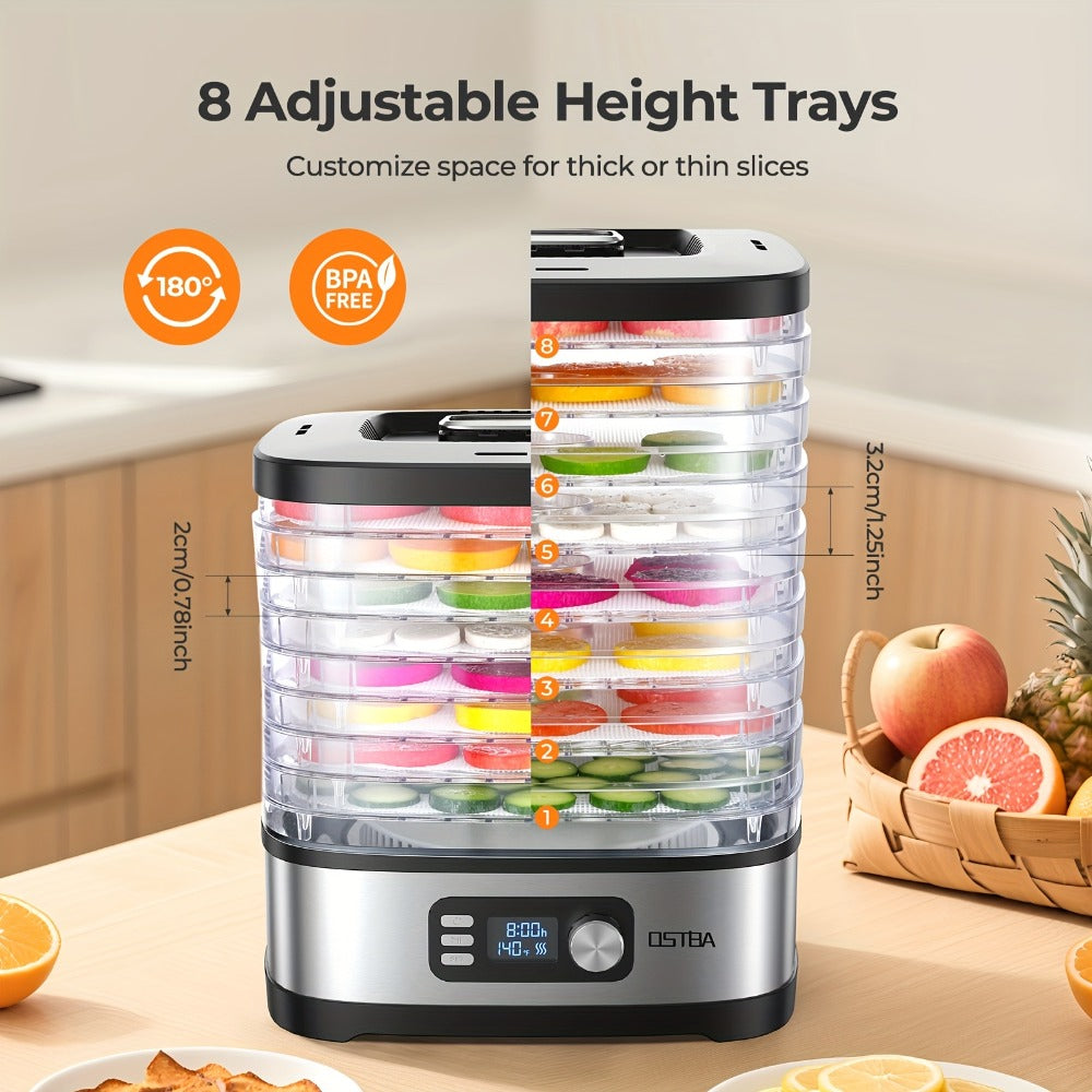 Stackable Food Dehydrator Family with Analog or Digital Controls and Five- or Eight-Tray Model Options
