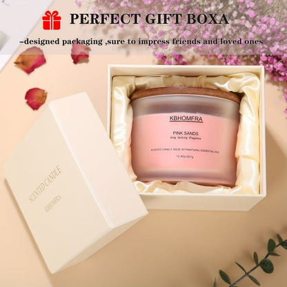 12.4oz Candle with Three Cotton Wicks, Wide Glass Jar, Gift Box and Six Fragrance Selections