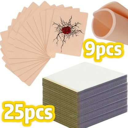 Tattoo Practice Skin Double-Sided Silicone Fake Skin - A4 Tattoo Transfer Paper Kit, Thermal Stencil Paper for Beginners & Artists