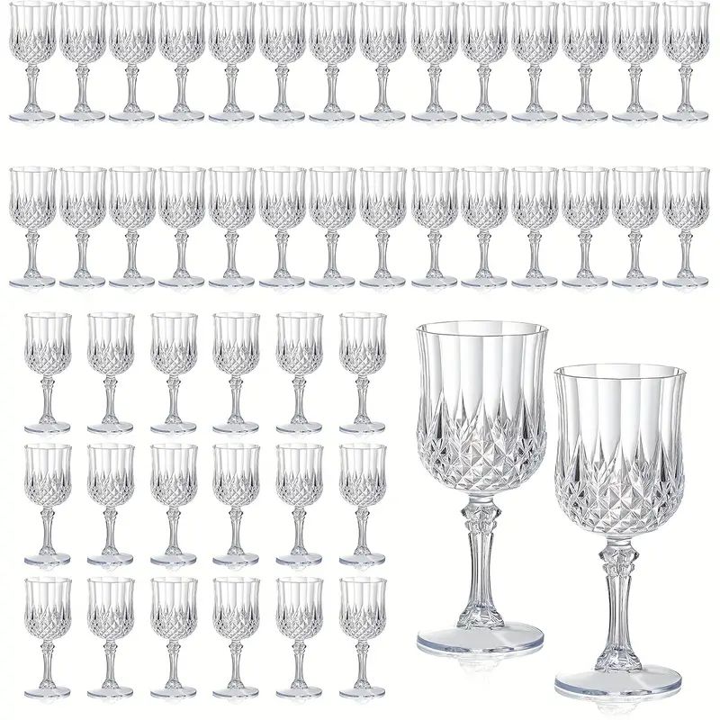 Forty-Eight-Piece 7 oz Plastic Wine Goblet Set in Clear, Orange, Pink, Green, Gold or Blue