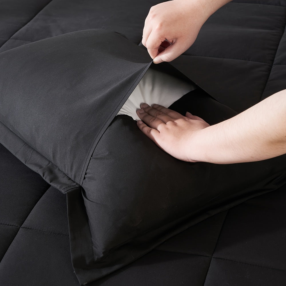 Comforter Set Soft Breathable Microfiber Bed in a Bag with Fitted Sheet Flat Sheet Pillowcases & Shams – All Season Fluffy Checkered Bedding Set Twin Full Queen King