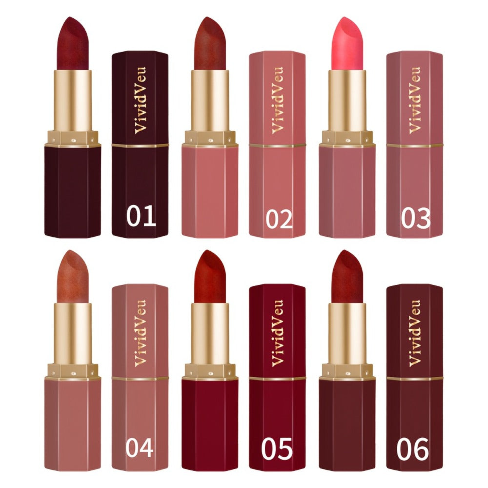Berry Lipstick Set 6pcs Squalane Moisturizing Cream Formula — Smooth Buildable Color Rose to Deep Plum, Easy-Apply for All Skin Tones, Holiday Halloween Christmas Makeup Gift for Women