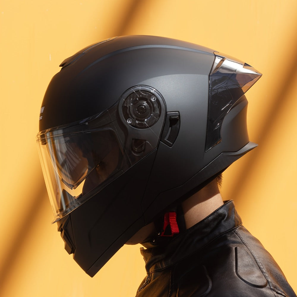 Modular Motorcycle Helmet Flip-Up Full Face – Dual Visor (Clear + Sun Visor), DOT-Style Flip Up Helmet for Men & Women, Lightweight Motorbike Helmet M/L/XL